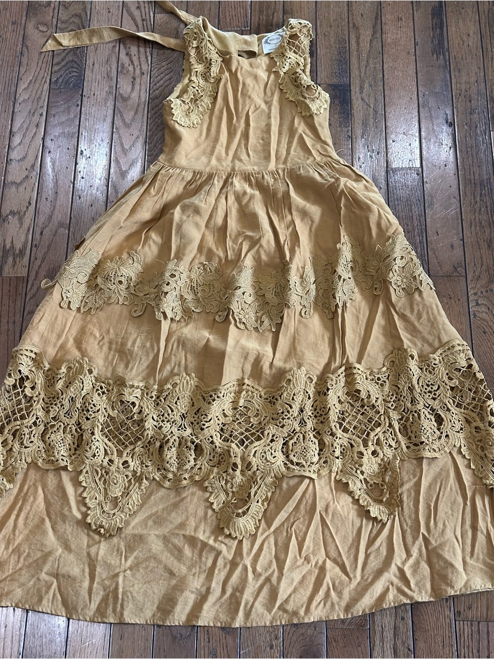 Mia Joy Mustard Lace Maxi Dress | Girls Size 7 | Boutique Special Occasion Dress